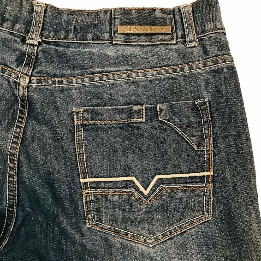 Blue Rag Men's Jeans 36x31x10 Heavy Stitching Back Pockets Med Wash Denim ZipFly - Picture 9 of 12